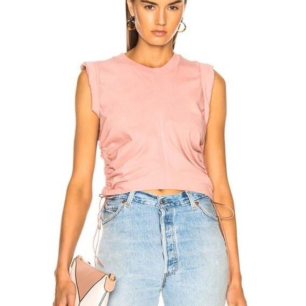 T by Alexander Wang Pink Silk Blend High Twist Jersey Crop Top Size Small